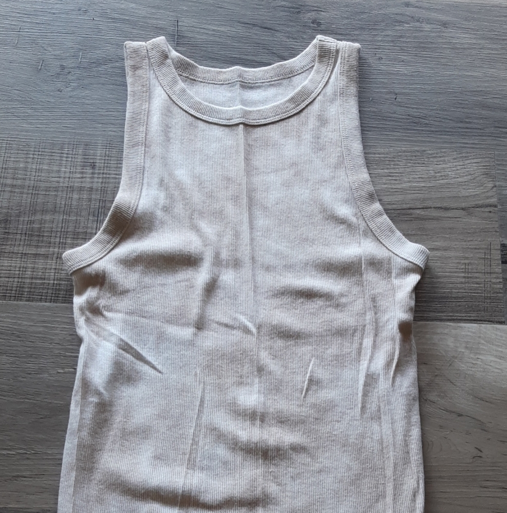 Cream Ribbed Tank Top